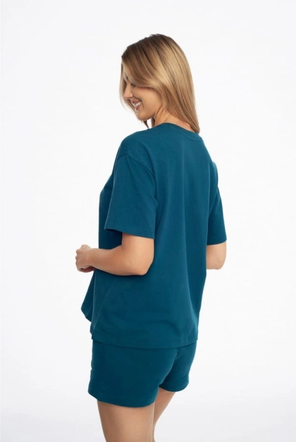 Bawełniana piżama damska Abstract - Dark turquoise | Henderson 41314