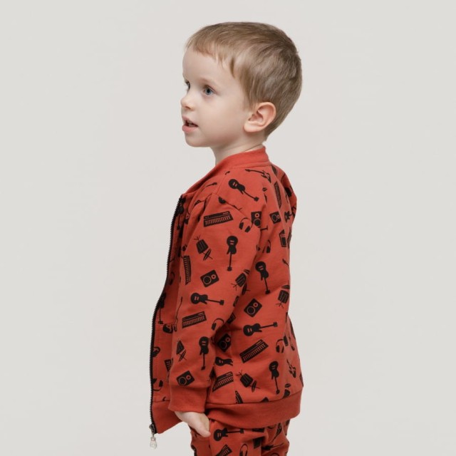 Spodnie dresowe dla dzieci i niemowląt czerwone w instrumenty muzyczne - Let's Rock | Pinokio