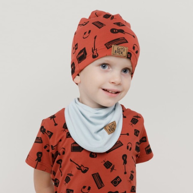 Bawełniana chustka pod szyję dla dzieci i niemowląt niebieska - Let's Rock | Pinokio