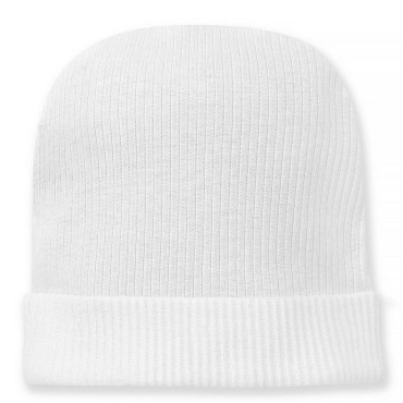 Czapka dla niemowlaka z prążka biała - Lovely Day | Pinokio