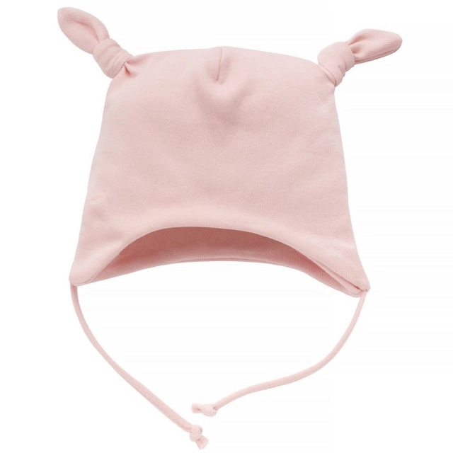 Czapka bawełniana dla niemowląt wiązana pod szyją z uszami misia Rose - Lovely Day | Pinokio