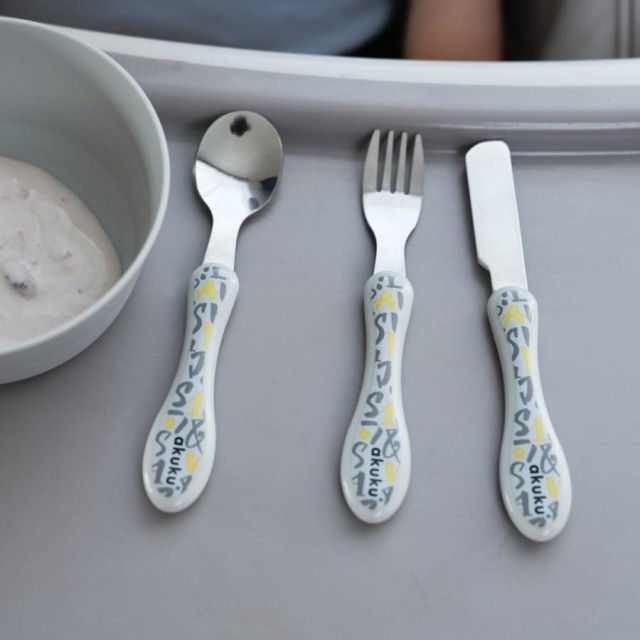Sztućce dla dzieci do nauki samodzielnego jedzenia | Akuku A0103