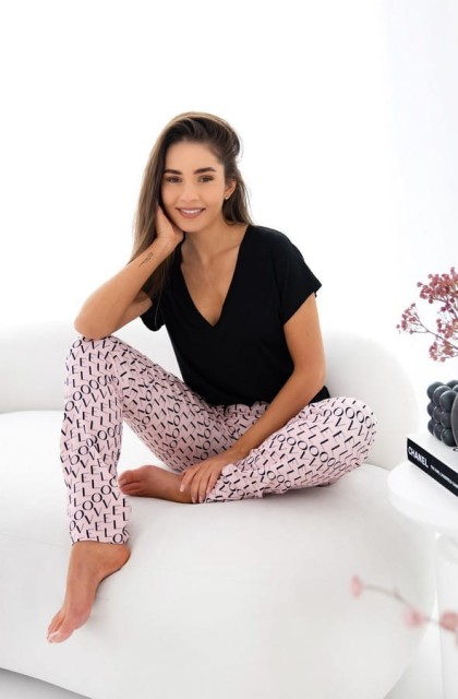 Dzianinowa piżama damska z krótkim rękawem Ambar | Sensis