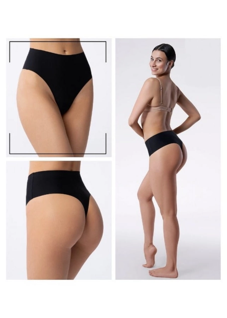 Stringi Maxi damskie z delikatnej mikrofibry - czarne | Julimex