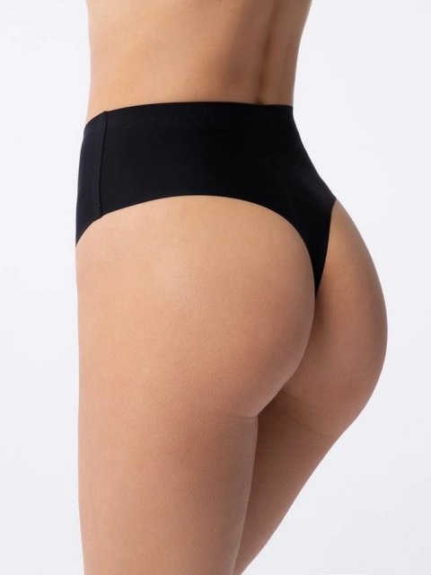 Stringi Maxi damskie z delikatnej mikrofibry - czarne | Julimex
