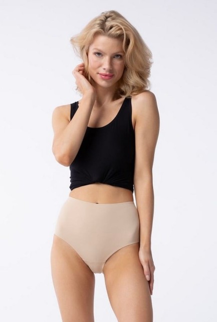 Figi damskie bezszwowe Amber Maxi - beżowe | Julimex