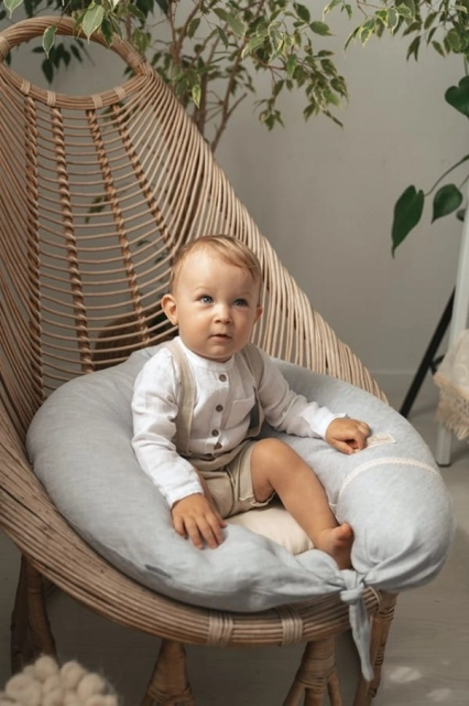 Poduszka pozycjonująca dla kobiet w ciąży i karmiących mam Relax Linen - jasny szary | BabyMatex TB0448_42