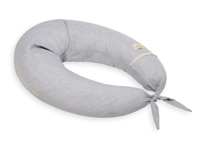 Poduszka pozycjonująca dla kobiet w ciąży i karmiących mam Relax Linen - jasny szary | BabyMatex TB0448_42
