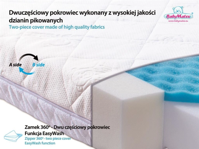 Materac dwustronny ortopedyczny do łóżeczka 60x120 Carpahia - TB0310 BabyMatex