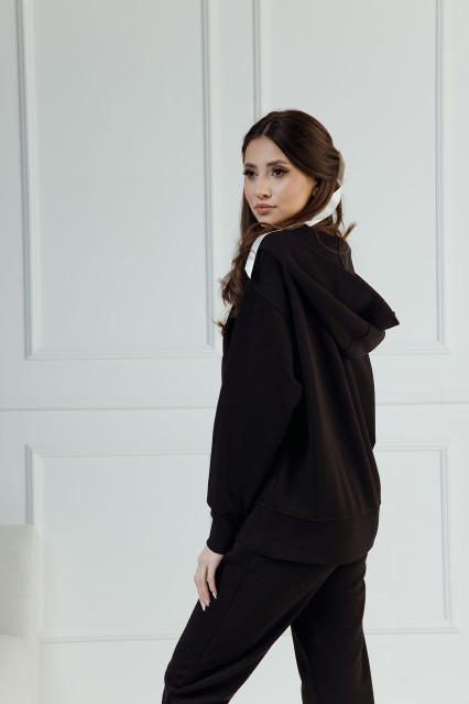 Comfort & Luxury - Bluza na ekspres z kapturem Leah Black