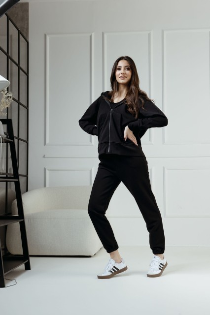 Comfort & Luxury - Bluza na ekspres z kapturem Leah Black