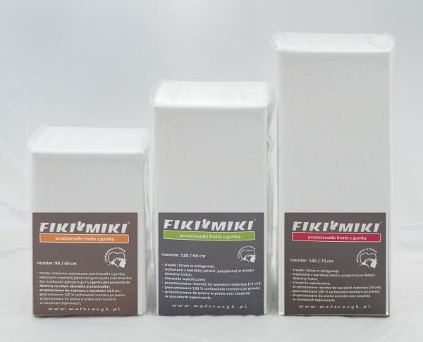 Prześcieradło z gumką do łóżeczka 70x140 frotte białe | Fiki Miki