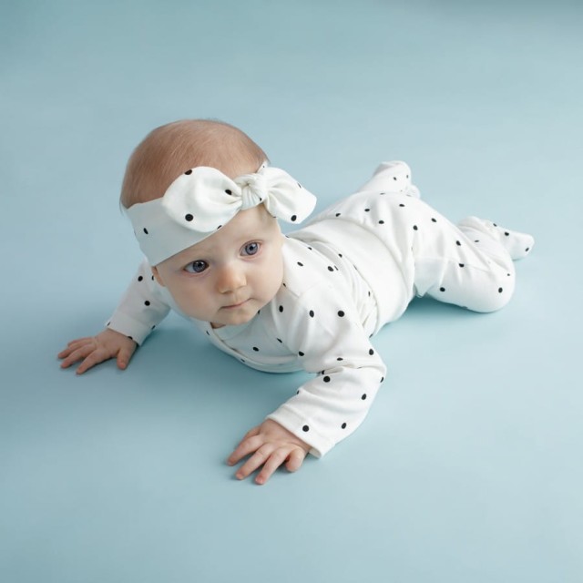 Body kopertowe z długim rękawem ecru w groszki - Tres Bien | Pinokio