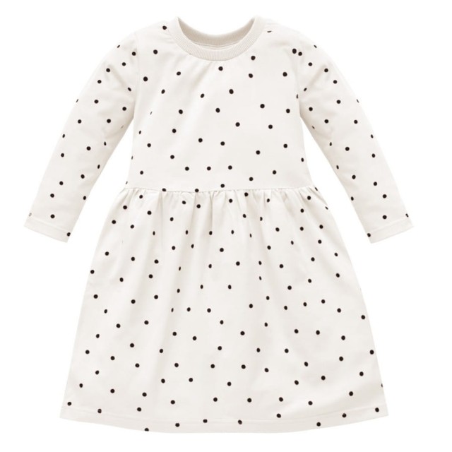 Sukienka dla dziewczynki bawełniana ecru w groszki - Tres Bien | Pinokio