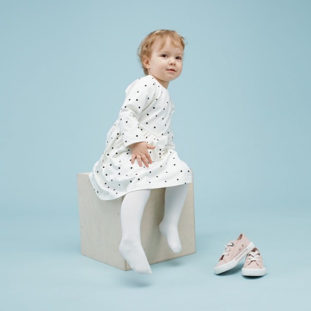 Sukienka dla dziewczynki bawełniana ecru w groszki - Tres Bien | Pinokio