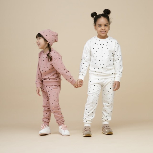 Spodnie dresowe dla dzieci i niemowląt ecru w groszki - Tres Bien | Pinokio