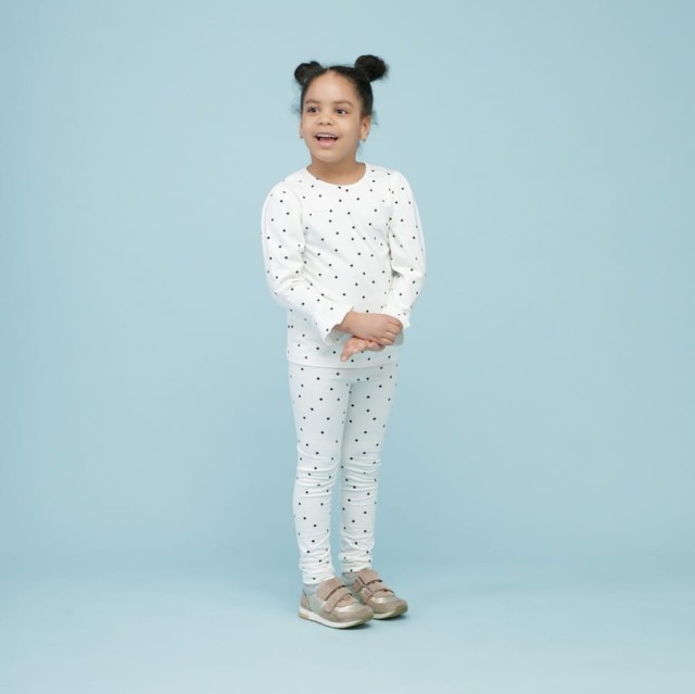 Legginsy dla dziewczynki ecru w groszki - Tres Bien | Pinokio