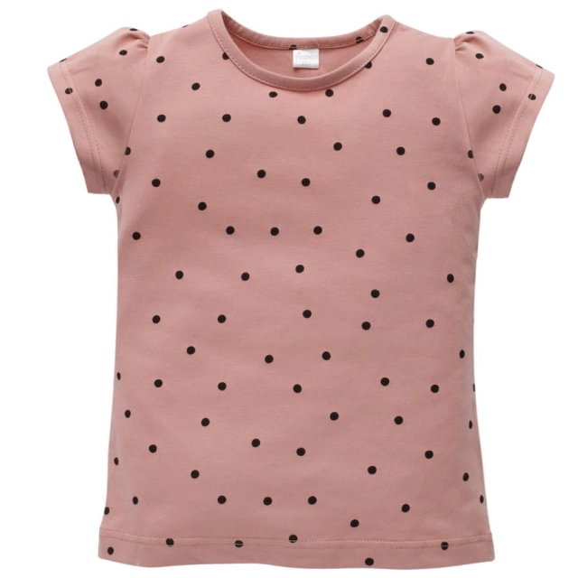 Koszulka z krótkim rękawem T-shirt różowy w groszki - Tres Bien | Pinokio