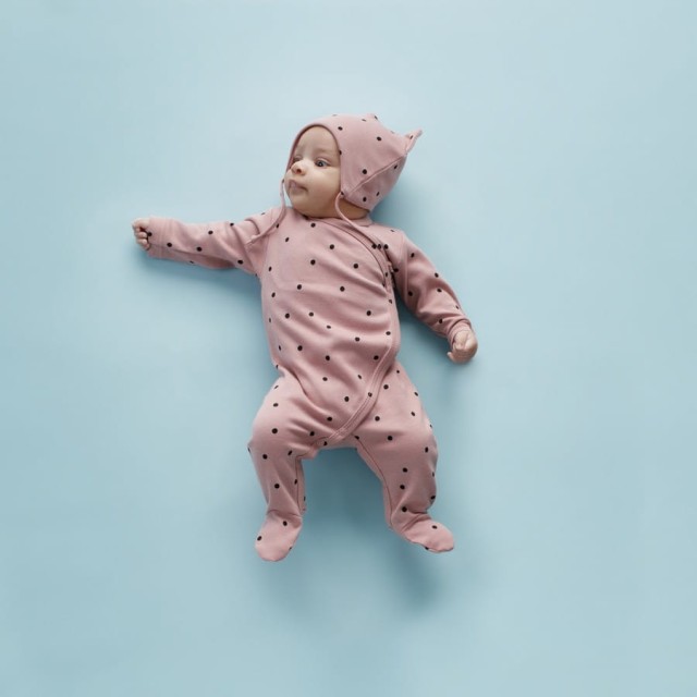 Pajac kopertowy na napy różowy w groszki - Tres Bien | Pinokio