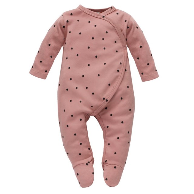 Pajac kopertowy na napy różowy w groszki - Tres Bien | Pinokio