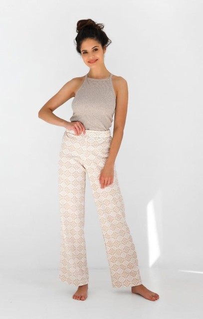 Bawełniana piżama damska Francesca - jasny beż | Sensis