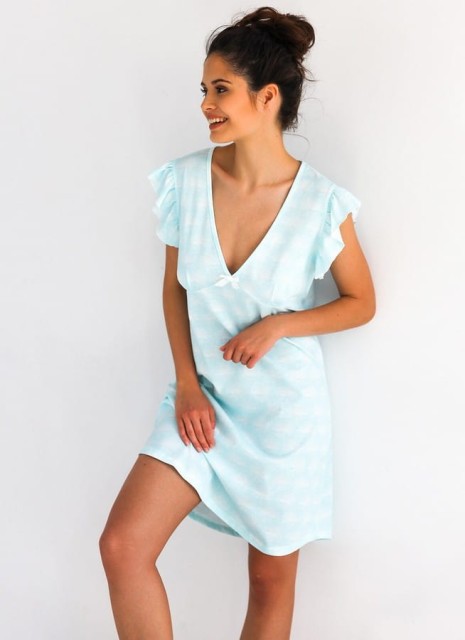 Letnia koszula nocna z falbanką na rękawach - Greta | Sensis