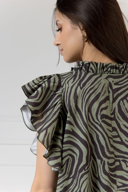 WUALAA Women - Sukienka damska ZOYA Zebra Khaki