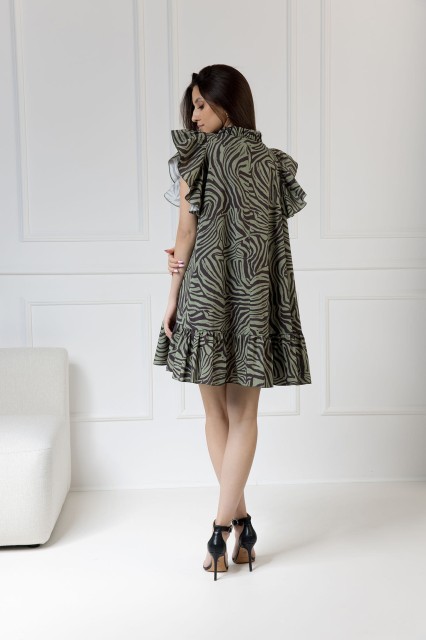 WUALAA Women - Sukienka damska ZOYA Zebra Khaki