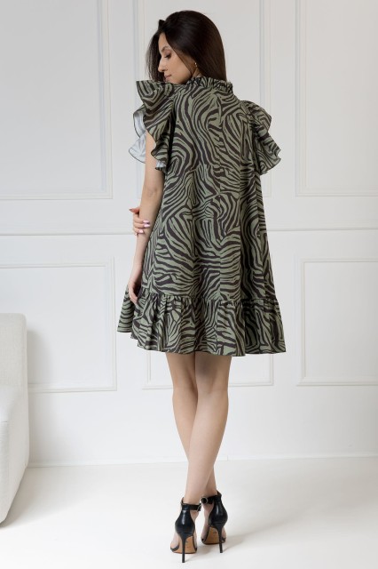 WUALAA Women - Sukienka damska ZOYA Zebra Khaki