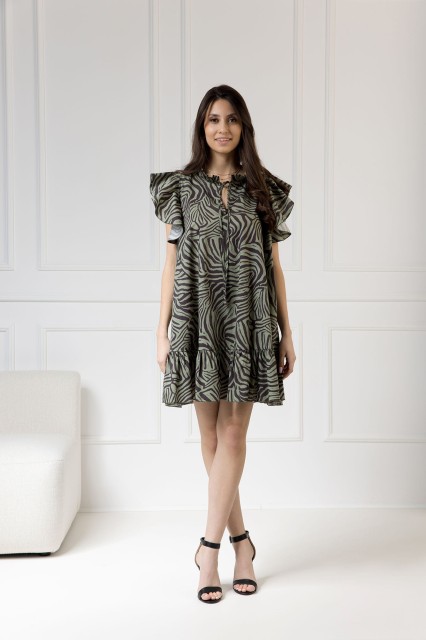 WUALAA Women - Sukienka damska ZOYA Zebra Khaki