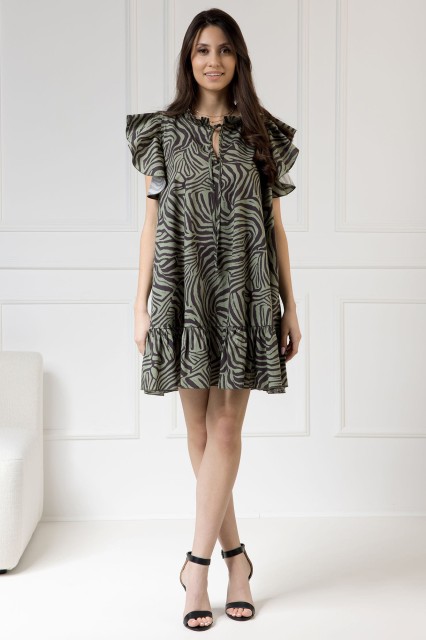 WUALAA Women - Sukienka damska ZOYA Zebra Khaki