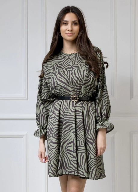 WUALAA Women - Sukienka damska AMBER Oversize Zebra Khaki