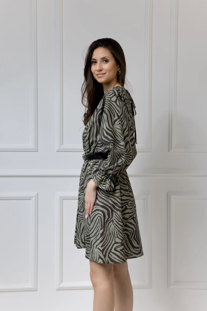 WUALAA Women - Sukienka damska AMBER Oversize Zebra Khaki