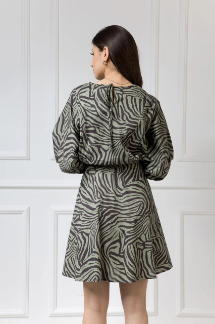 WUALAA Women - Sukienka damska AMBER Oversize Zebra Khaki