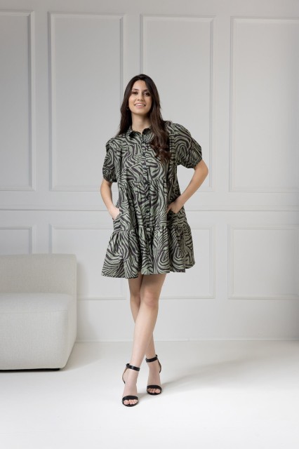WUALAA Women - Sukienka damska CINDY Zebra Khaki