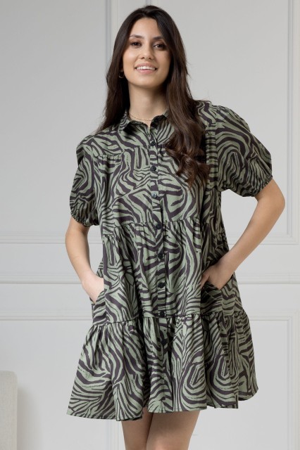 WUALAA Women - Sukienka damska CINDY Zebra Khaki