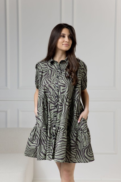 WUALAA Women - Sukienka damska CINDY Zebra Khaki