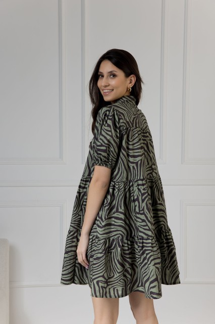 WUALAA Women - Sukienka damska CINDY Zebra Khaki