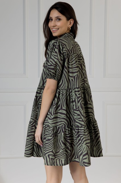 WUALAA Women - Sukienka damska CINDY Zebra Khaki