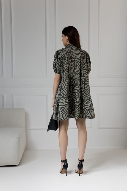 WUALAA Women - Sukienka damska CINDY Zebra Khaki