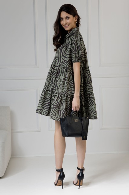 WUALAA Women - Sukienka damska CINDY Zebra Khaki
