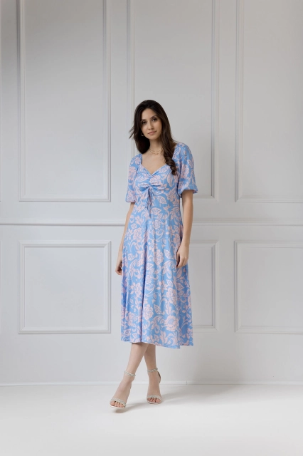 WUALAA Women - Sukienka midi CHLOE Rustic Symphony Blue/Apricot