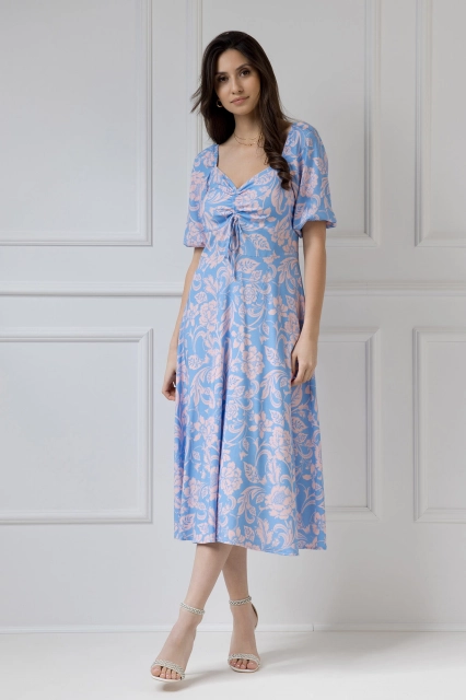 WUALAA Women - Sukienka midi CHLOE Rustic Symphony Blue/Apricot