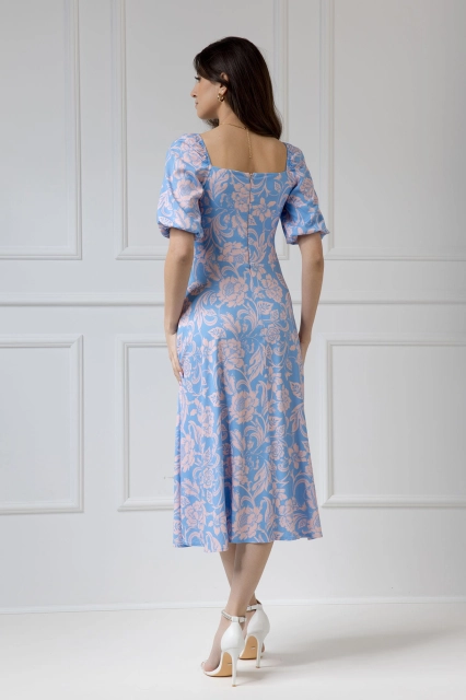 WUALAA Women - Sukienka midi CHLOE Rustic Symphony Blue/Apricot