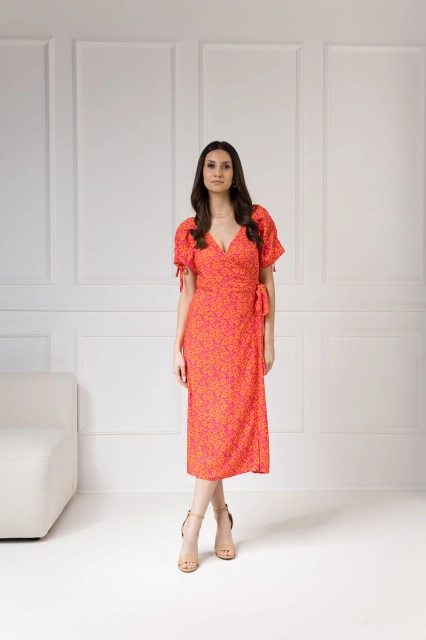 WUALAA Women - Sukienka midi KELLY Neon Flowers