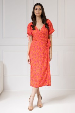 WUALAA Women - Sukienka midi KELLY Neon Flowers