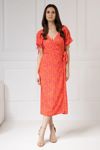 WUALAA Women - Sukienka midi KELLY Neon Flowers