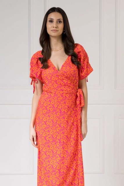 WUALAA Women - Sukienka midi KELLY Neon Flowers