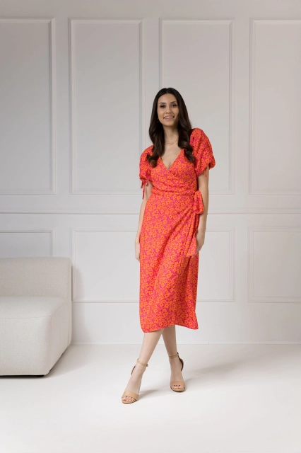 WUALAA Women - Sukienka midi KELLY Neon Flowers