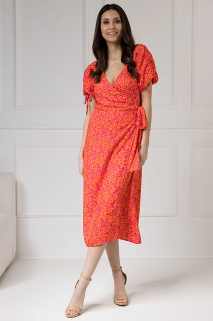 WUALAA Women - Sukienka midi KELLY Neon Flowers